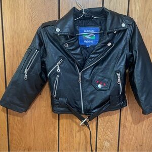 Outdoor Black moto Jacket with Star Details girls size 4T.